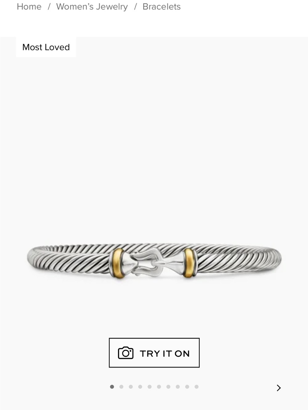 David Yurman Sterling Cable Hook Bracelet with 18K Gold Accents